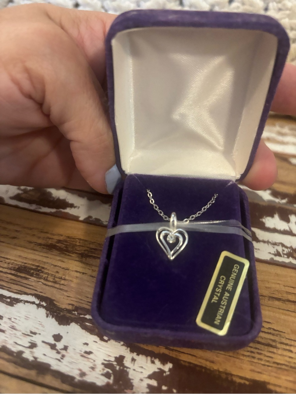 Classic Silver Heart Pendant Necklace - Purple